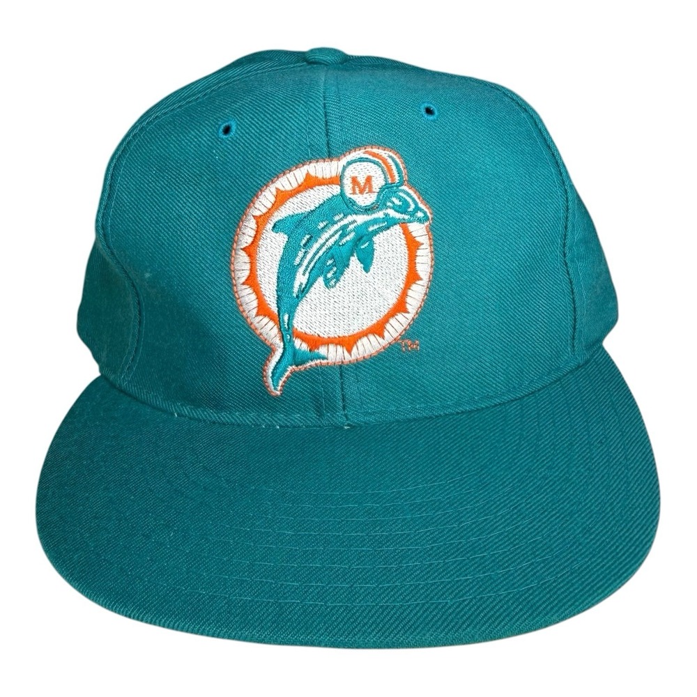 Vintage 90s Miami Dolphins New Era Pro Model Fitted Hat 7 1/4 NFL Teal